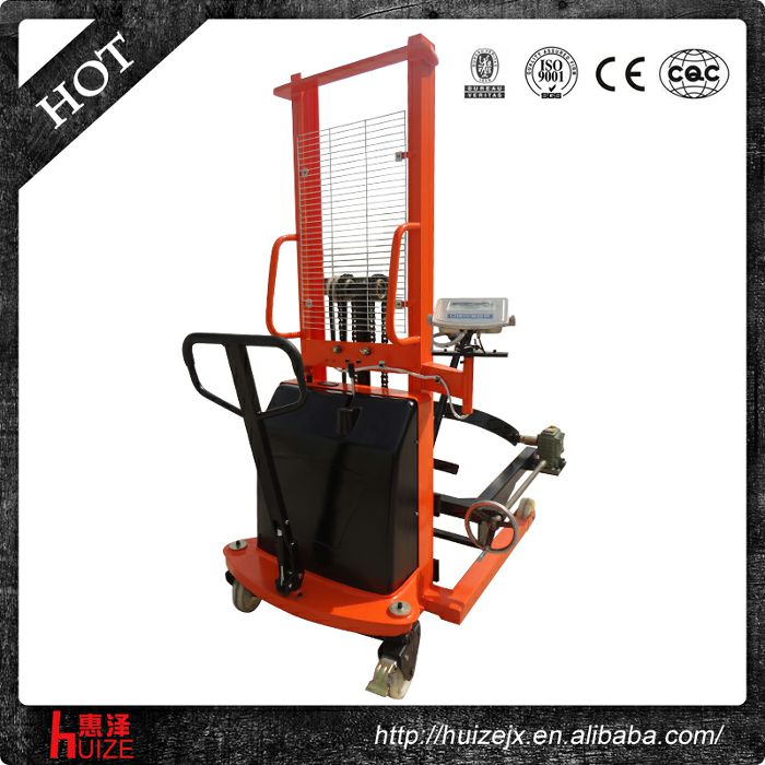半電動(dòng)稱重油桶車（夾鐵桶，手搖翻轉(zhuǎn)倒料）