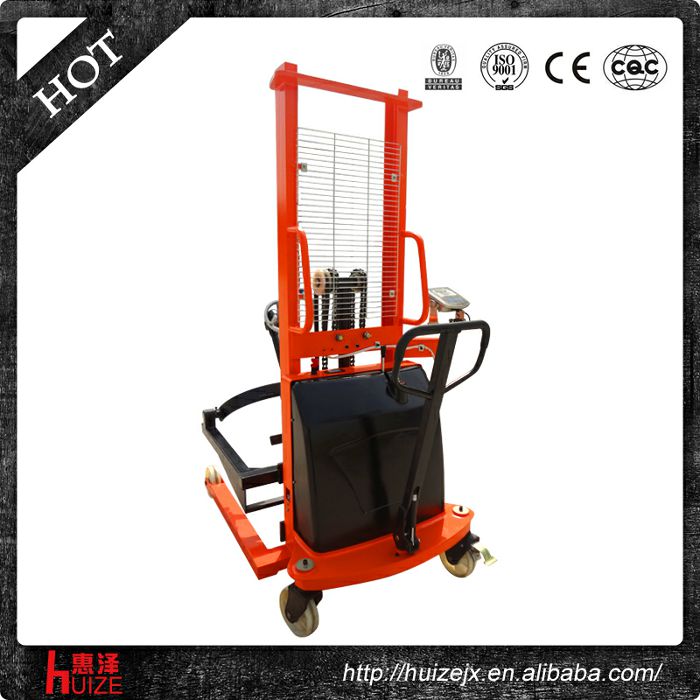 半電動稱重油桶車（夾鐵桶，手搖翻轉(zhuǎn)倒料）